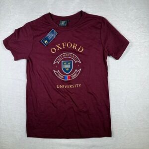 Oxford University Official Merchandise Maroon Crest Embroider T Shirt Mens Large
